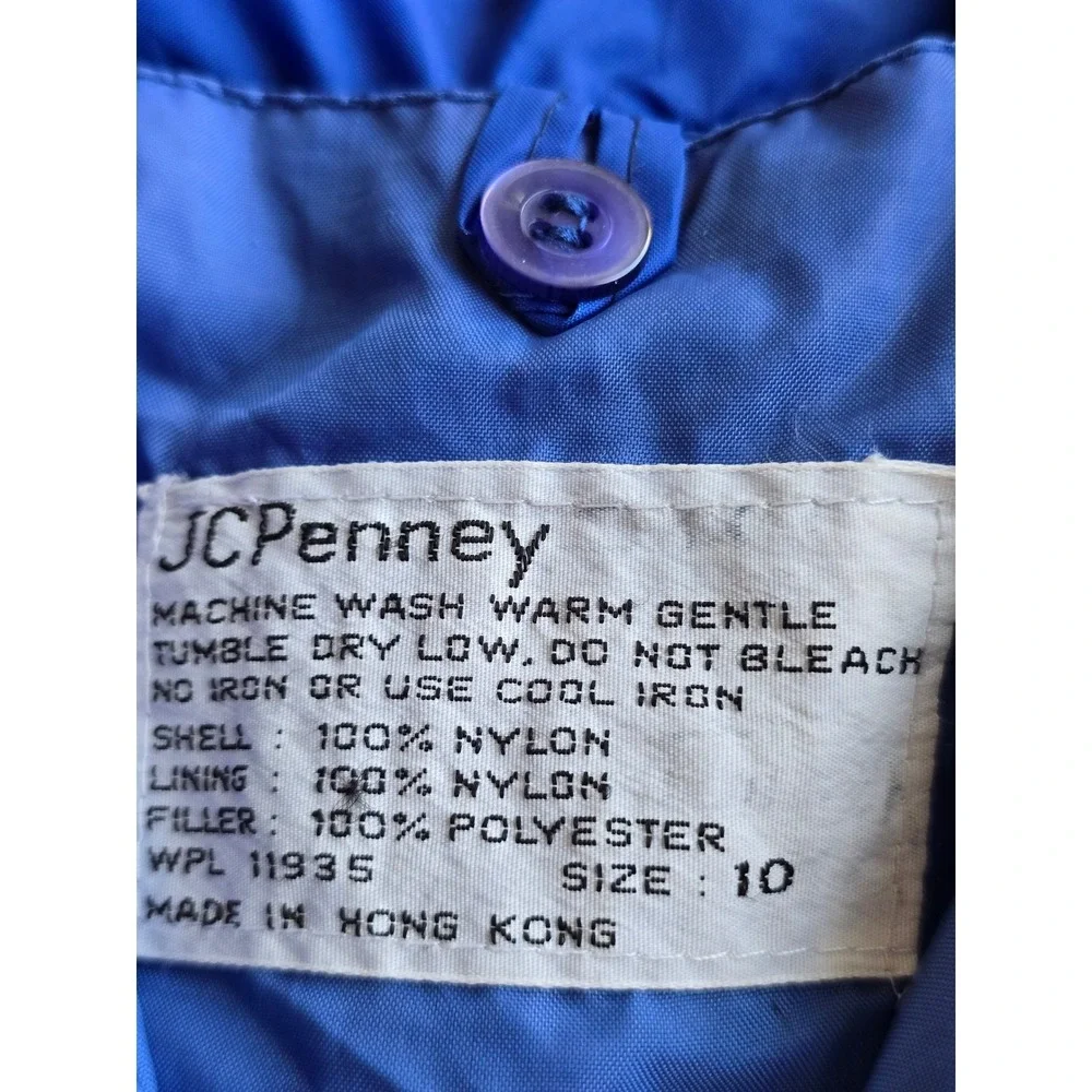 Vintage 70s‎ JCPenney Puffer Jacket Kids Size 10 Blue Yellow Colorblock Coat